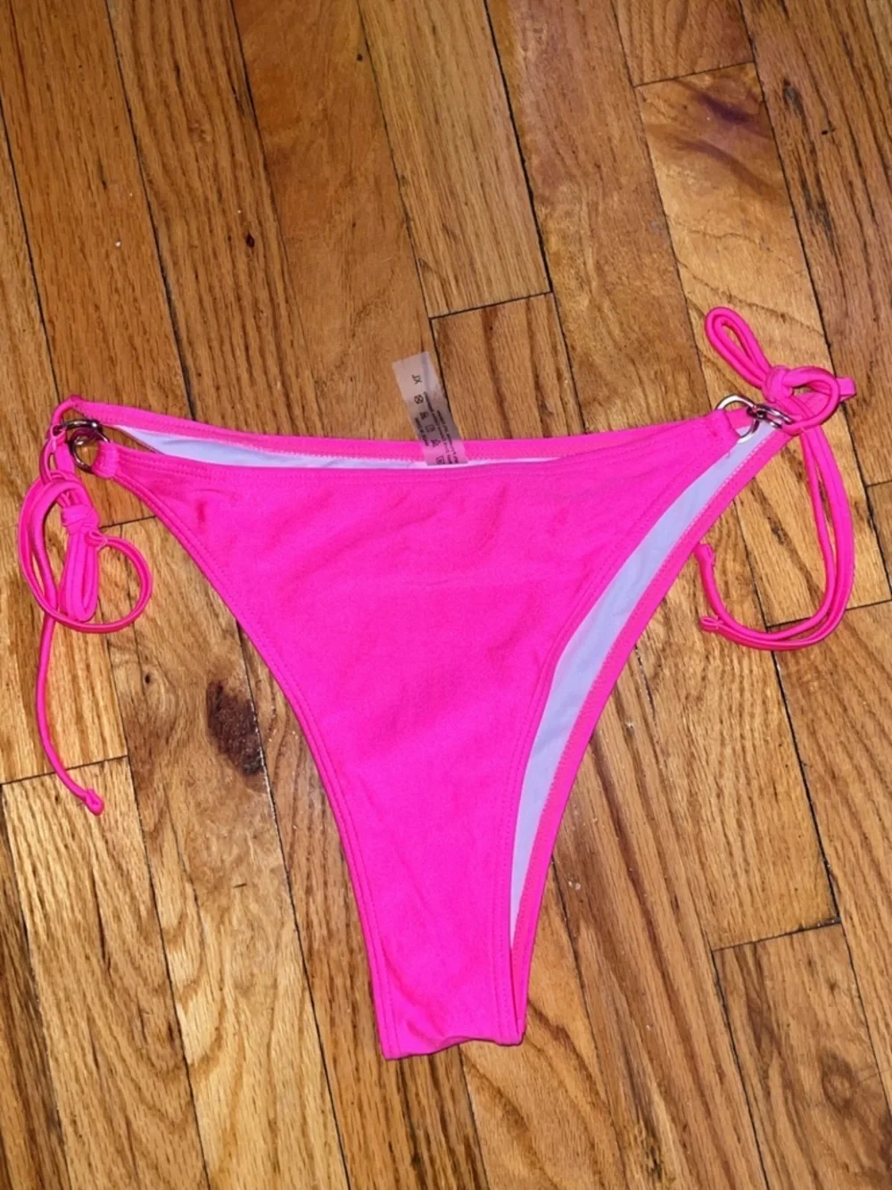 Hot Pink Tie-Side Bikini Bottom with Chain Detail XL NWOT